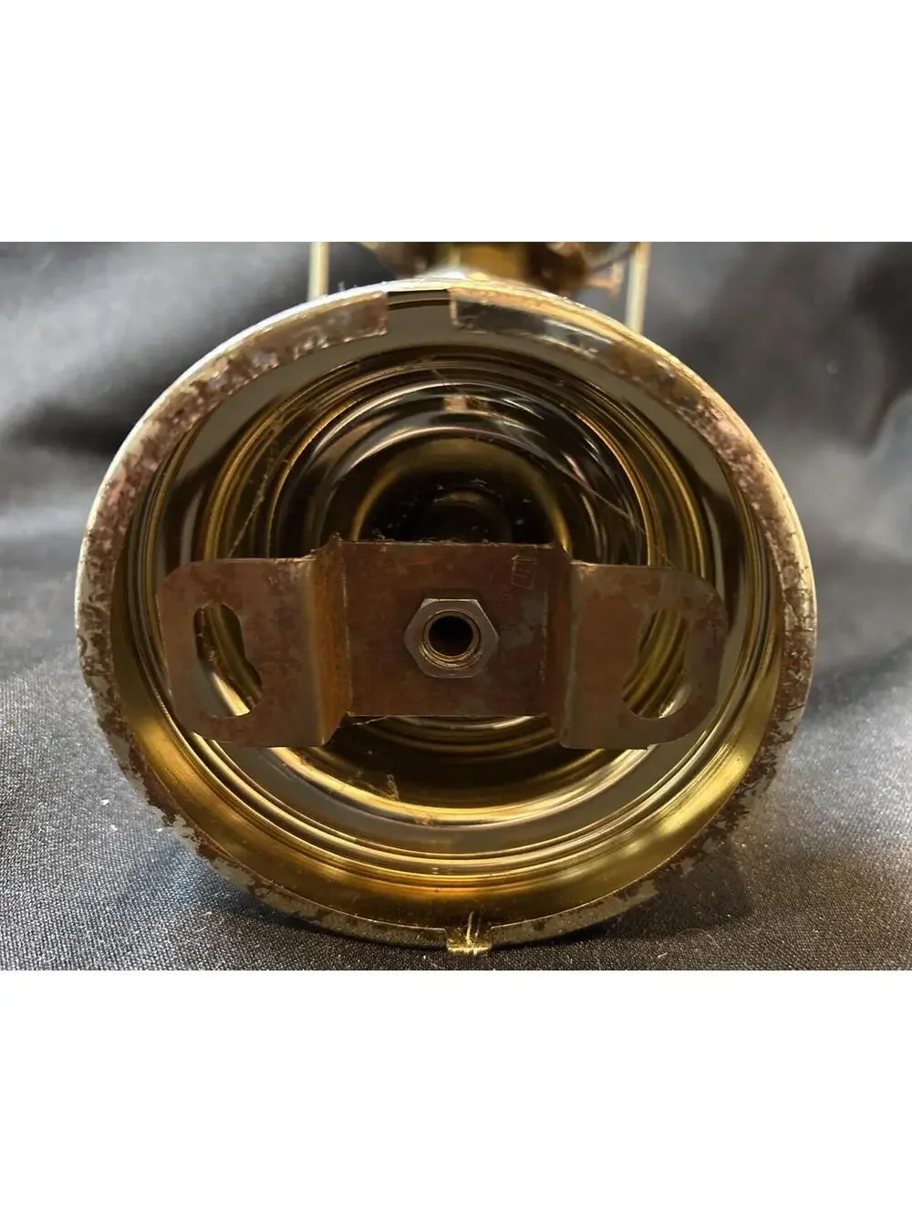 VTG Nickel Brass Ship Gimbal Oil Lamp Swivel Wall / Table Mount 10.75” No Globe